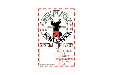 North pole post office Christmas Santa Sack SVG Design
