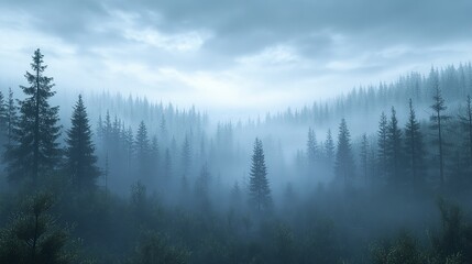 Obraz premium Pnoramic View of fog over mountain