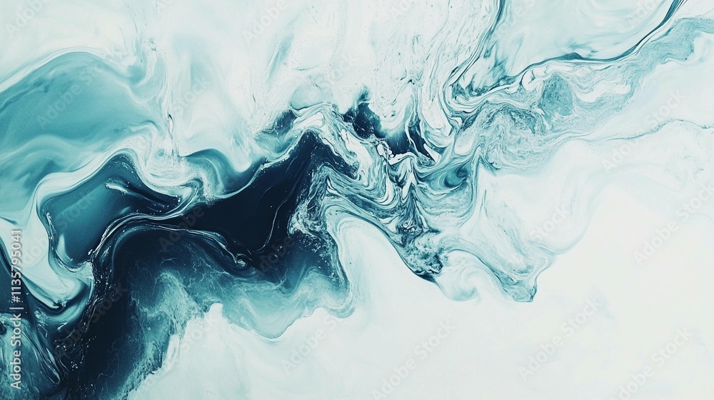 Aufkleber fluid movements of blue and white paint create a mesmerizing pattern. generative ai