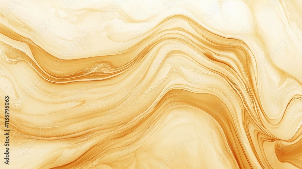 Poster fluid overflow creates soft patterns in shades of cream and gold. generative ai