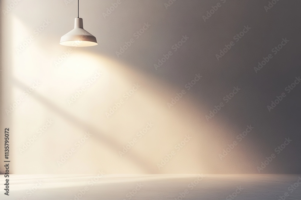 Poster minimalist light fixture casting soft glow in simple room