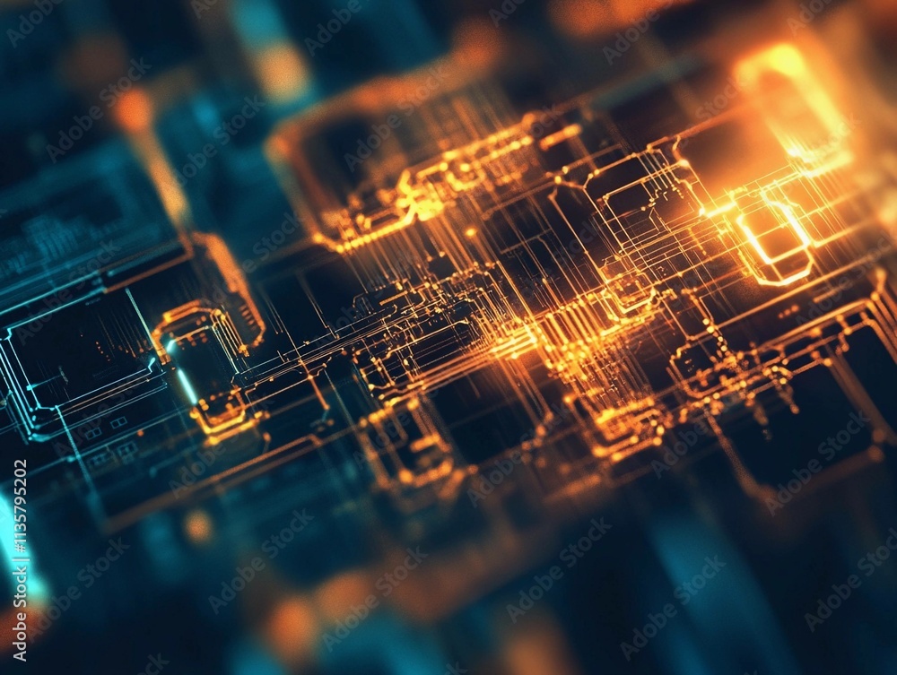 Poster exploring digital locks and security technology in a futuristic environment. generative ai