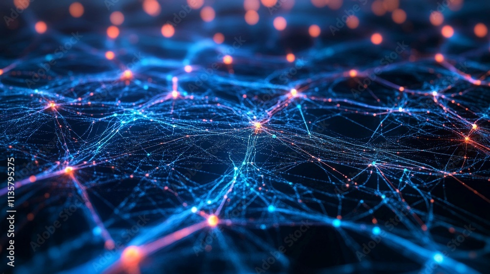 Poster illustration showcasing the complexity of neural network structures. generative ai