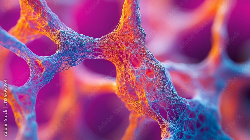 Poster illustration showcasing the structure and function of neural networks. generative ai