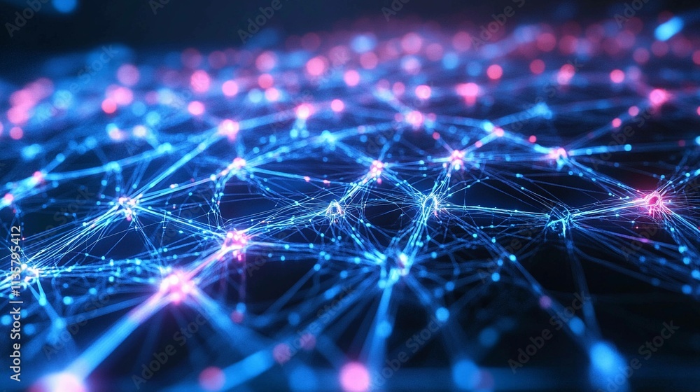 Poster illustration depicting the intricate connections of neural networks. generative ai