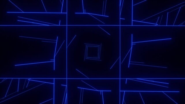 Abstract Glowing Blue Neon Lines - VJ Loop - Motion Graphic Music Background