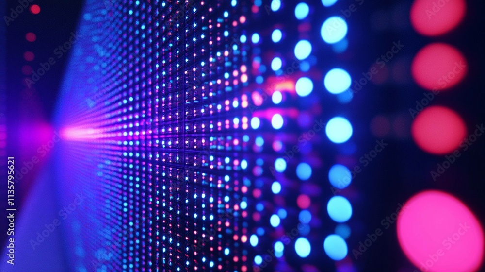 Poster vibrant led display in server center illuminating data processing area. generative ai
