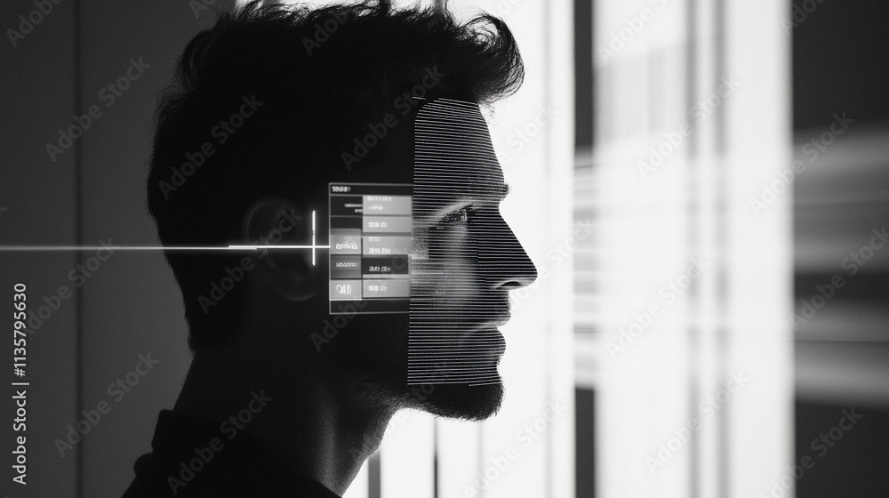 Poster system showcases facial recognition technology in action, emphasizing details on display