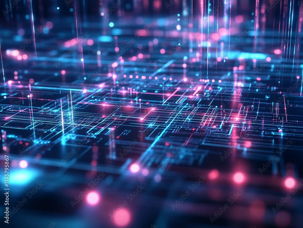 Poster digital connection linking brain activity to a vast network. generative ai