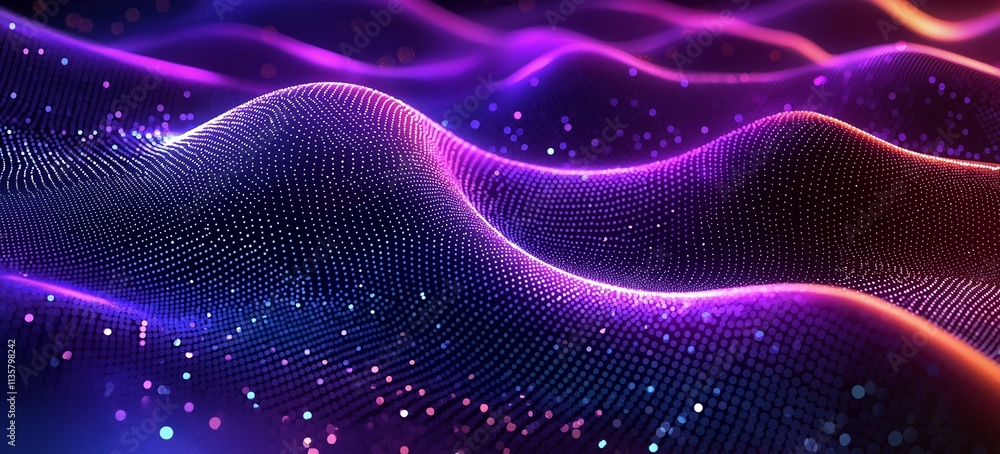 Poster abstract purple and pink wave data visualization.generative ai illustration.