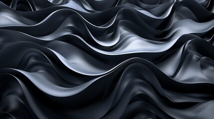 Fototapeta premium Abstract background with a smooth, flowing, metallic black texture.