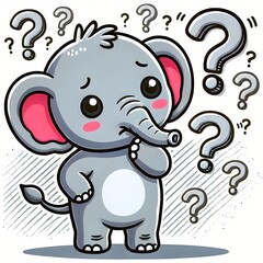 Fototapeta premium cute elephant confused cartoon vector icon illustration