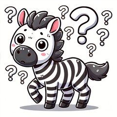Fototapeta premium cute zebra confused cartoon vector icon illustration