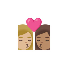 Kissing Couple with Heart Emoji
