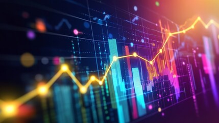 Fototapeta premium A vibrant financial graph displaying market trends with colorful data visualizations.