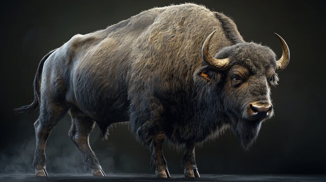 Majestic European Bison: A Powerful 3D Render of a Wild Aurochs
