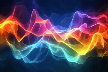 Obraz premium Vibrant Rainbow Wave Abstract Background, Colorful Flowing Energy Design