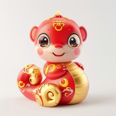 Naklejka premium 3d chinese happy red snake, lunar new year theme, white background