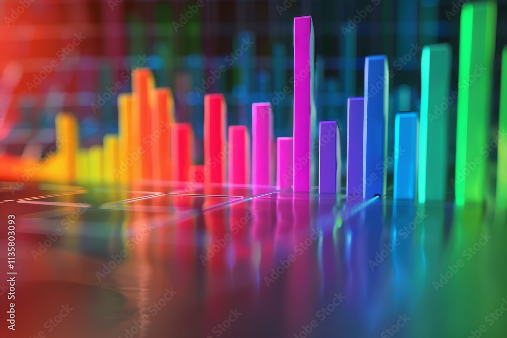 Aufkleber a close-up view of a colorful bar graph chart depicting a financial trend a colorful graph plummetin