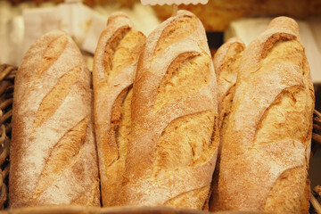  fresh baked breads at Farmers Market shelves in istanbul .