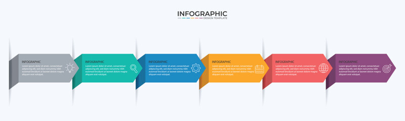 Vector Infographic label design template with icons and 6 options or steps