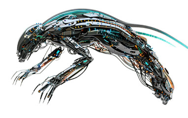 Detailed Cybernetic Lifeform Design on transparent background PNG.