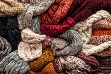 A Colorful Arrangement Of Knitted Winter Scarves