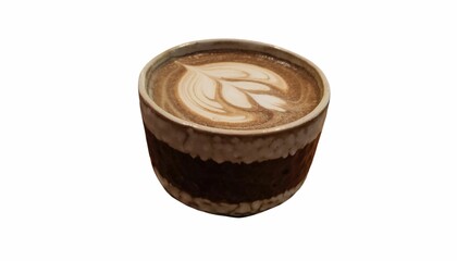 Latte coffee with heart drawn on milk foam