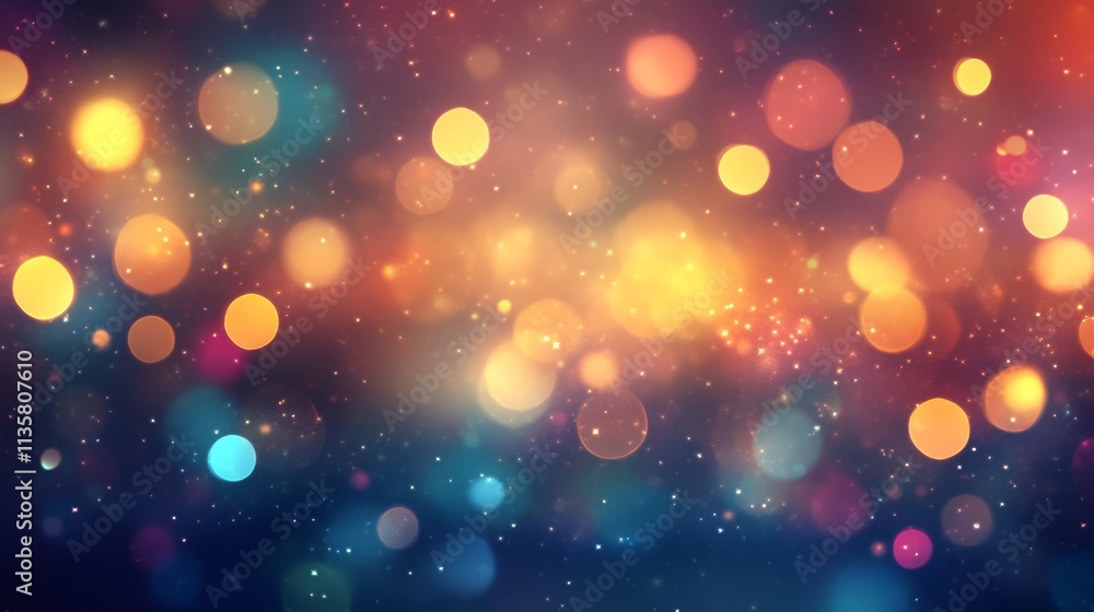 Aufkleber bokeh light background with colorful glowing orbs