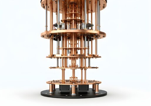 Quantum Computer with Cooling Mechanism on a White Background
