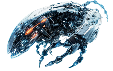 Detailed Cybernetic Lifeform Design on transparent background PNG.