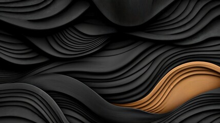 Abstract Black   Gold Waves  Luxury  Elegant  3D  Background Texture