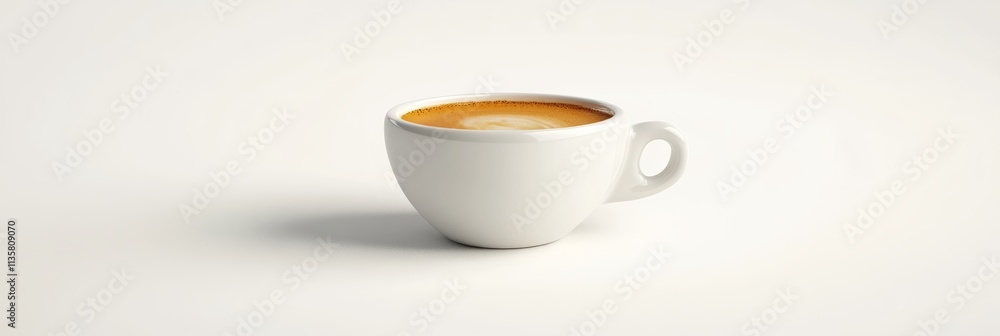 Poster a minimalistic 3d render of a ristretto cup, isolated on white with fine attention to texture