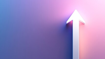 A stylized upward arrow on a gradient background, symbolizing progress or direction.