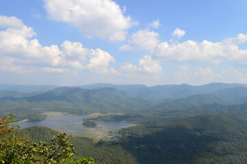 Mae Teep Reservoir and Mountain Landscape at Lamphun, Northern Thailand