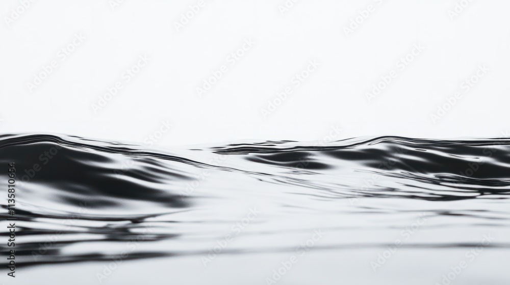 Poster a close-up of tiny water ripples on a smooth surface, creating a calming effect, isolated on white