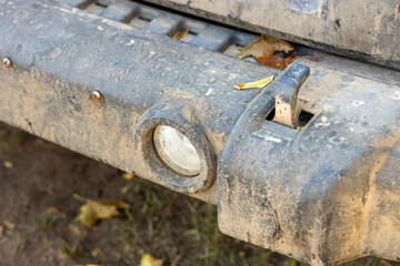 A dirty bumper on a 4x4