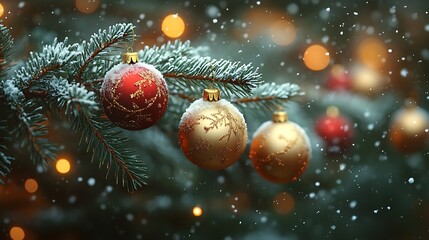 Festive decorations snow covered christmas tree high resolution hd image
