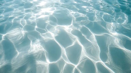 Fototapeta premium A crystal-clear water surface with soft ripples and light patterns, perfect for backgrounds, isolated on white