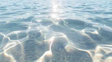 Fototapeta premium A crystal-clear water surface with subtle light distortions and soft ripples, isolated on a clean white background