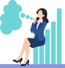 経営戦略を考えるビジネスウーマンのイラスト