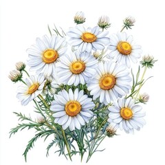 Fototapeta premium Daisies on White Background