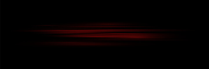 Obraz premium Red lines speed light effect. Horizontal effect of laser beams.