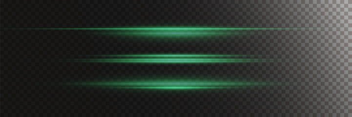 Set of green neon lines, light effect.