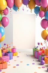 Colorful Balloons and Presents Birthday Party Background