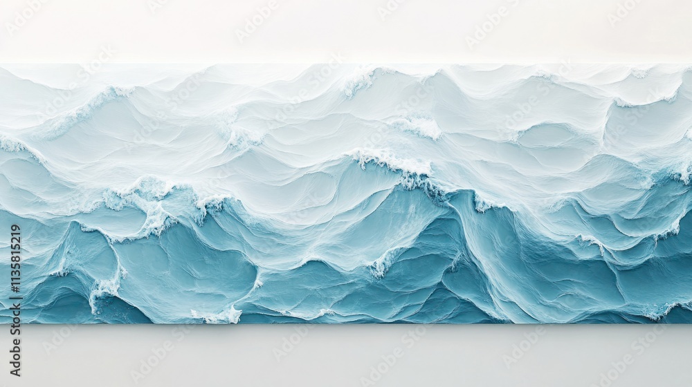 Poster a serene water surface with soft wave patterns, creating a relaxing vibe, isolated on white