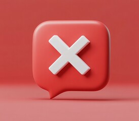 Obraz premium 3D Render Red Speech Bubble Cross Icon Graphic Design