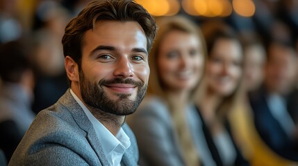 Fototapeta premium Business event networking modern venue professional portraits close-up