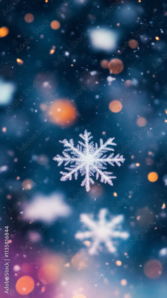 Poster close-up of a single snowflake with