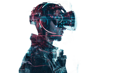 Futuristic Hacker Artwork on transparent background PNG.